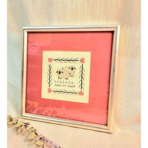 Vintage Needlepoint Sheep Art